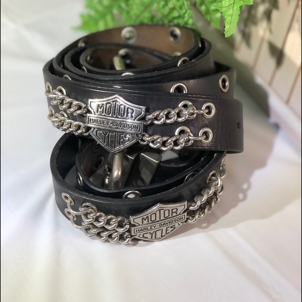 2 Leather Belts. 1 is H-D 2nd double row grommet.